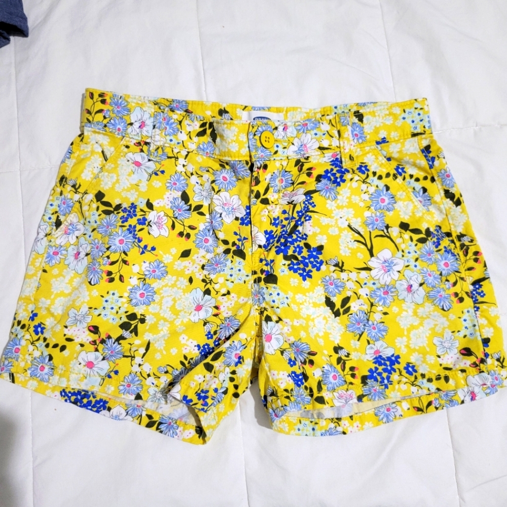 Old Navy- Yellow cargo shorts with flowers